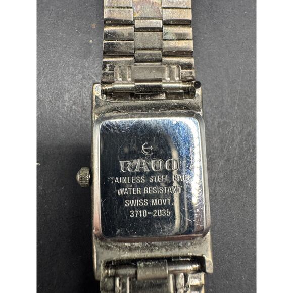 RADO Diamond Accent Watch 3710-2035 Rectangle Black Dial Silver Tone 21mm - Picture 10 of 14